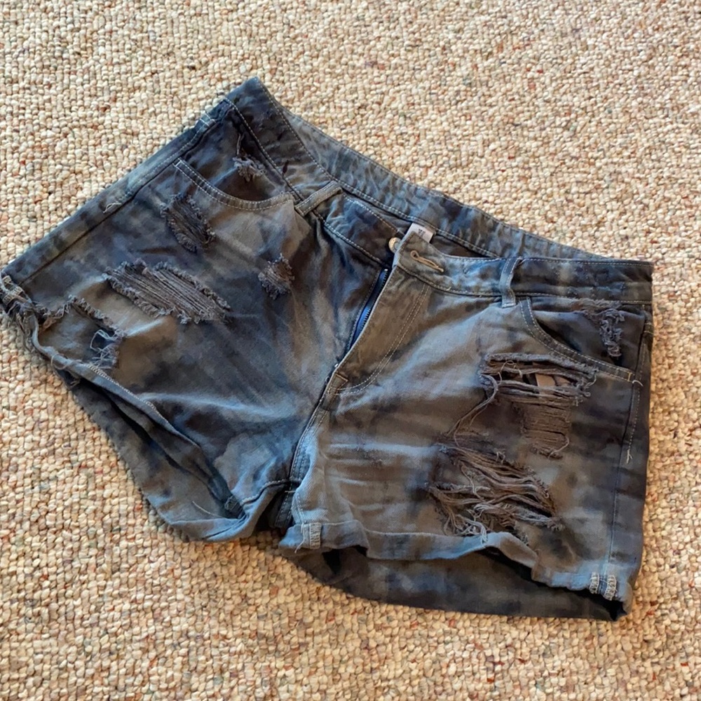 Tie dye jean shorts